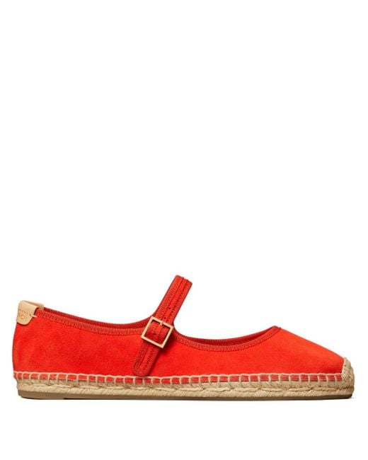 Tory Burch Red Suede Mary Jane Flats