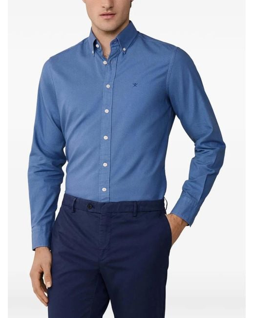 Hackett Blue Button-Down Oxford Shirt for men