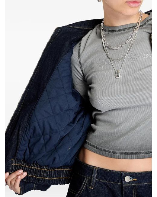 Guess Blue Logo-Embroidered Jacket