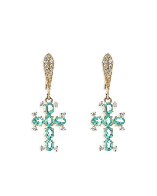 Loree Rodkin White 14k Yellow Gold Emerald And Diamond Earrings