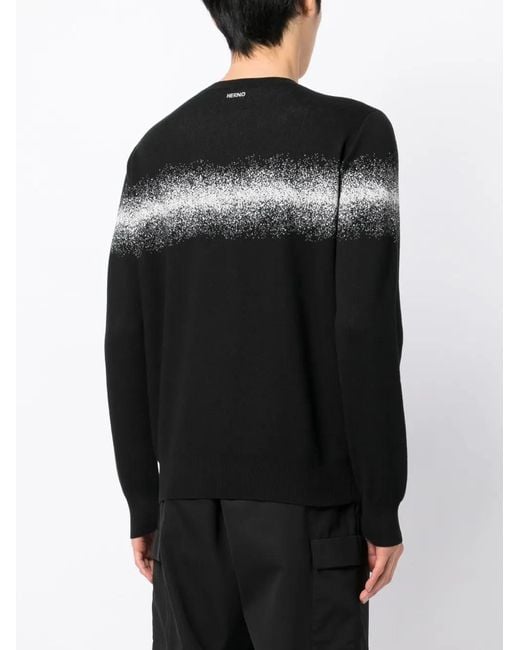 Herno Black Spray-Paint Effect Knit Sweatshirt for men