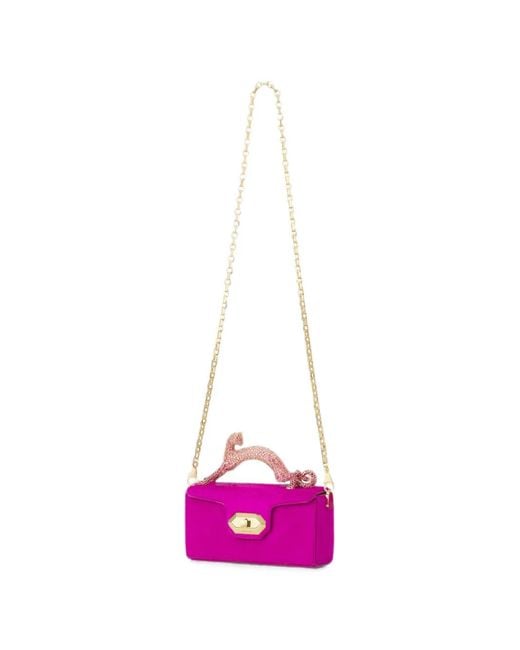 Lanvin Pink Mini Sac Pencil Cat À Strass