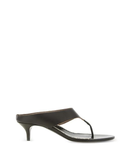 Magda Butrym White Sandales En Cuir À Coutures Incurvées