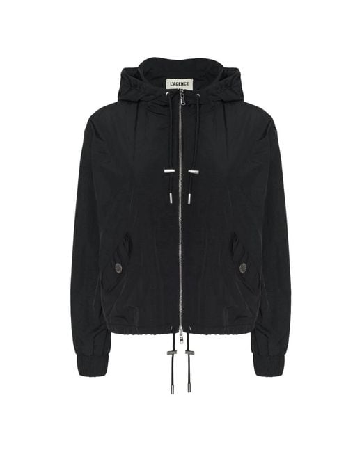 L'Agence Black Miro Hooded Windbreaker