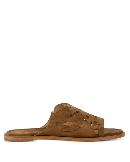 Sartore Brown Cut-Out Slide Sandals