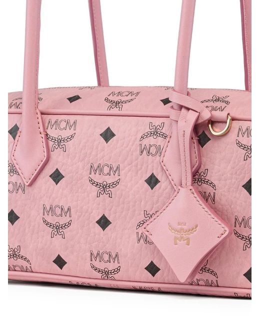 MCM Pink Aren Visetos Shoulder Bag