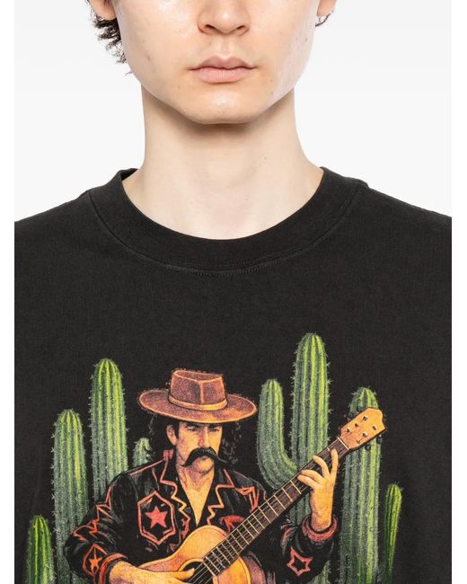 Melt Black Graphic-Print Round Neck T-Shirt for men