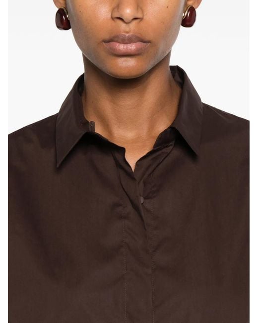 Niu Brown Short-Sleeve Cropped Shirt