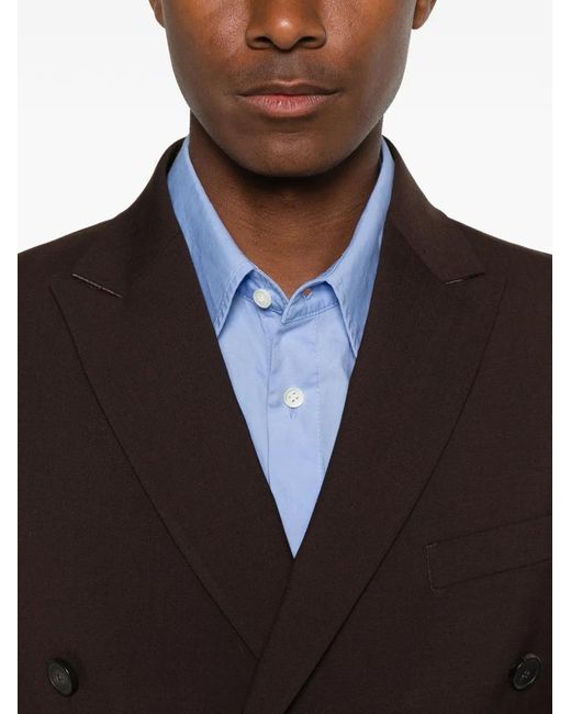 Amaranto Brown Double-Breasted Peak-Lapel Blazer for men