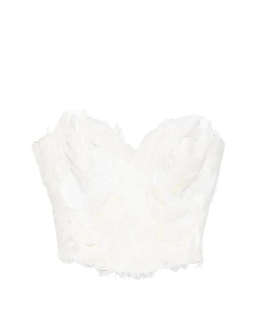 Vestiaire d'un Oiseau Libre White Feather-Embellished Corset