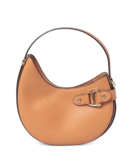 Ralph Lauren White Small Tasha Buckle-Detail Handbag