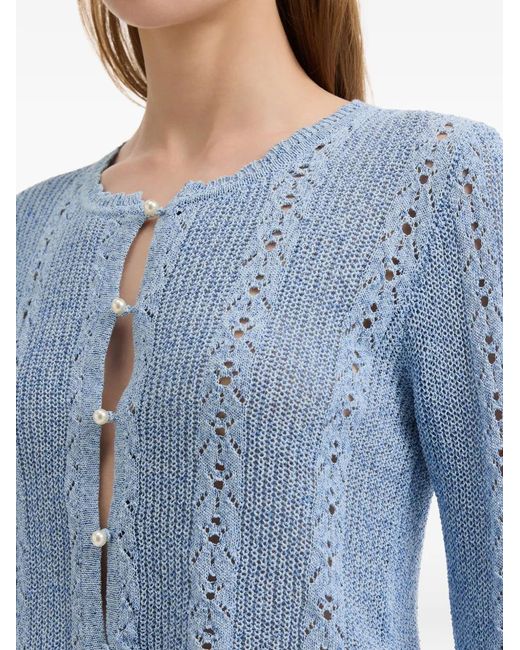 B+ AB Blue Pearl-Button Cardigan