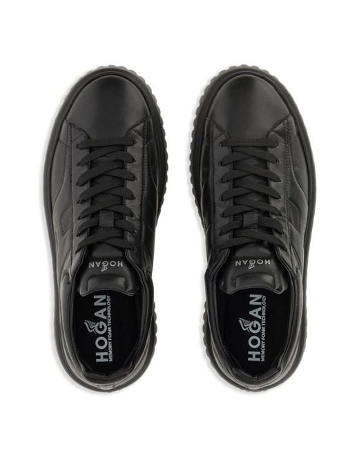 Hogan Black H-stripes Leather Sneakers for men