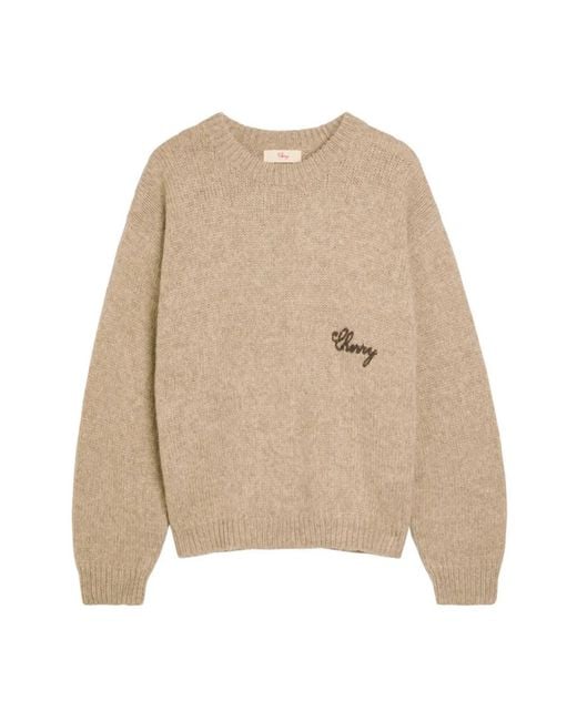 CHERRY LA Natural American Classic Embroidered-Detail Knitted Sweater for men