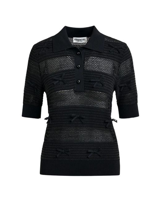 Essentiel Antwerp Black Bow Polo Top