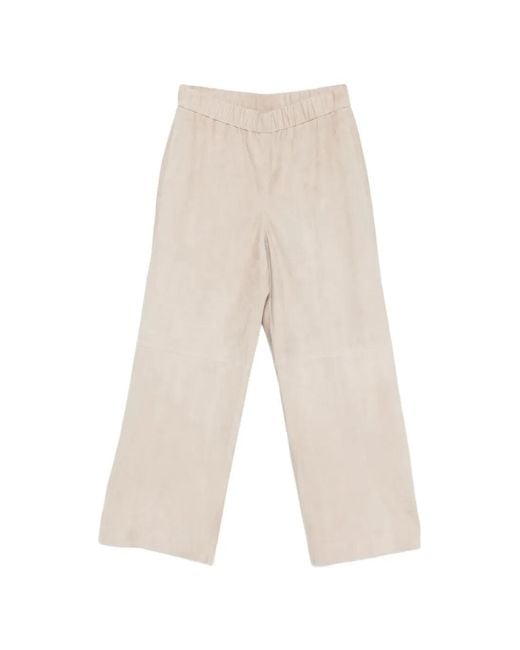 Manzoni 24 White Elasticated Leather Trousers