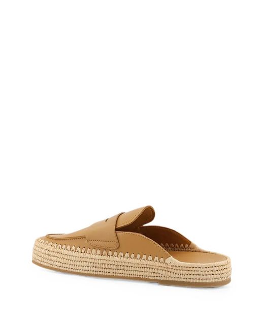 Paloma Barceló Natural Belinda Calidis Leather Raffia Flat Mules