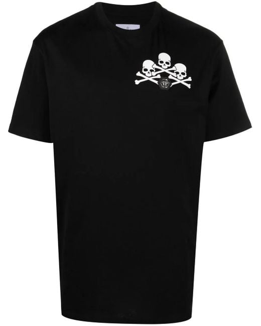 Philipp Plein Black Skull-Print Detail T-Shirt for men