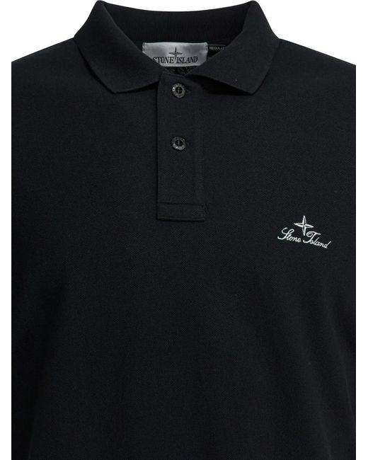 Stone Island Black Logo Polo Shirt for men