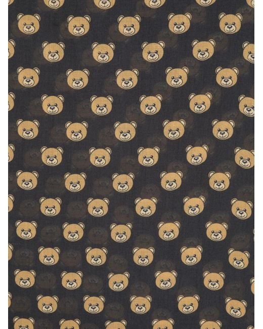 Moschino Black Teddy Bear-Motif Scarf