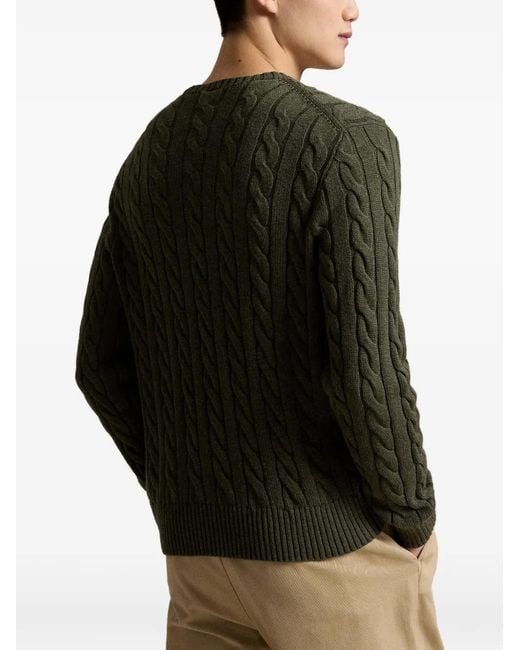 Polo Ralph Lauren Green Pony-Embroidered Cable-Knit Sweater for men