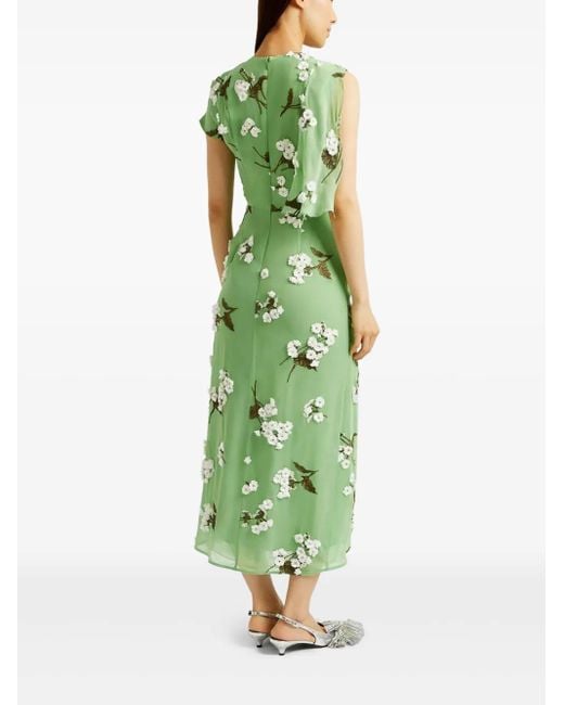Erdem Green Asymmetric Midi Dress