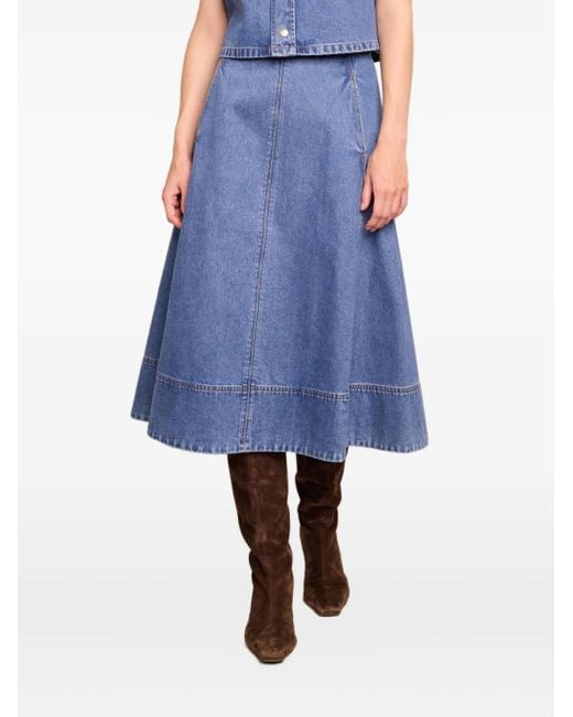 Cara Cara Blue Aisha Denim A-Line Midi Skirt