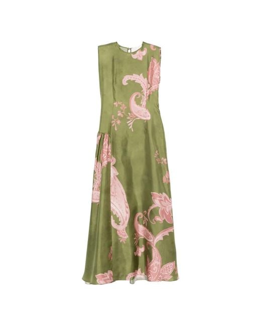 Co.Go Green Robe Longue Sans Manches À Imprimé Cachemire