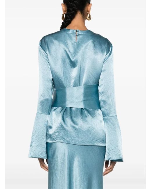 Blusa Ilon Con Cintura di Nanushka in Blue