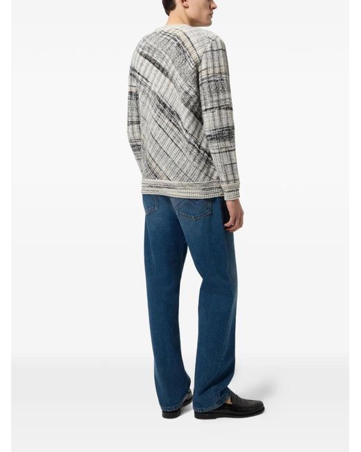 Missoni Gray Wool-Blend Pullover With Macro-Check Pattern for men