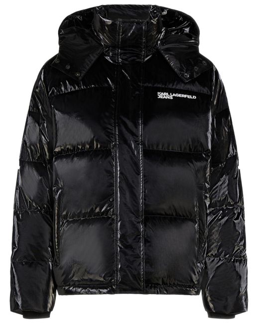 Karl Lagerfeld Black Pearlized Puffer Jacket