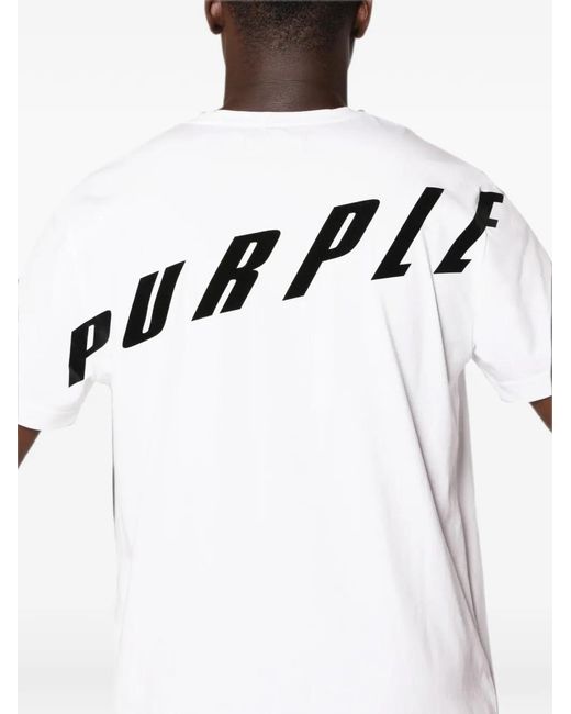 Purple Brand White Logo-Print T-Shirt for men