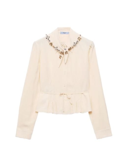 Prada Zijden Blouse in het Natural