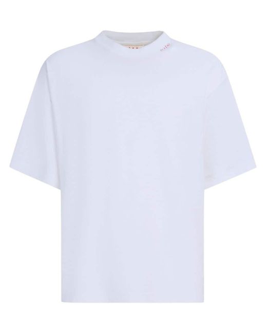 Marni T-Shirt mit Logo-Stickerei in White für Herren