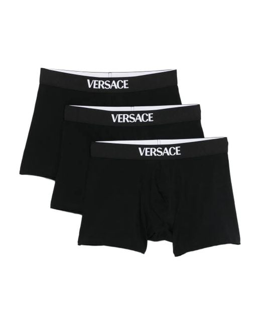 Set Boxer Con Banda Logata di Versace in Black da Uomo