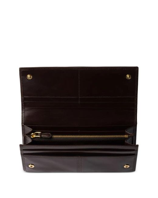 Prada Brown Logo-Plaque Leather Wallet