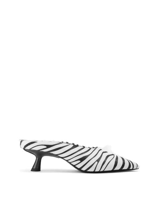 Simon Miller White Gala Pointed Haircalf Mules