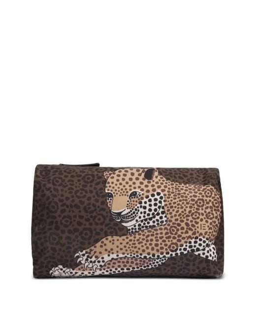 Inoui Edition Gray M Felis Leopard-Print Wash Bag