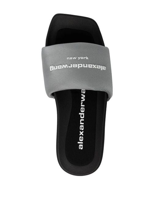 Alexander Wang White Logo-Print Slider Sandals