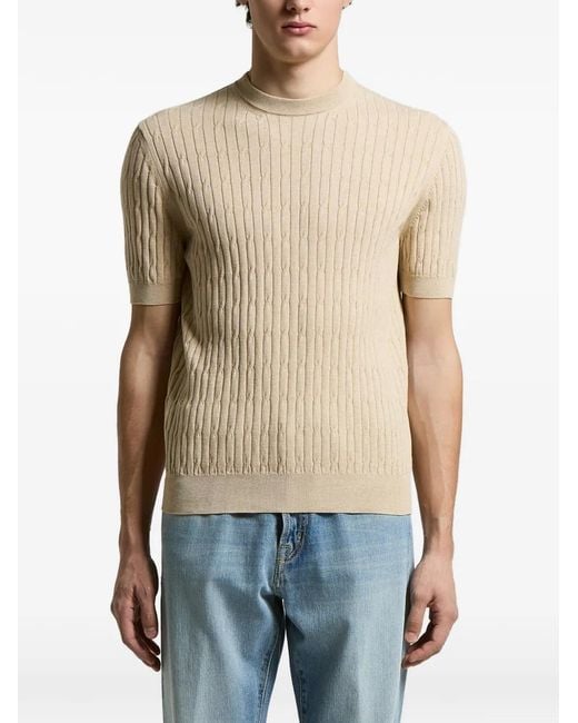 Peserico Blue Ribbed Short-Sleeve T-Shirt for men