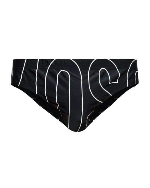 メンズ Moschino ロゴ トランクス水着 Black