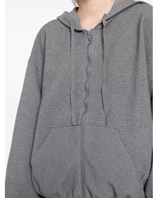 JNBY Gray Knitted Hooded Cardigan