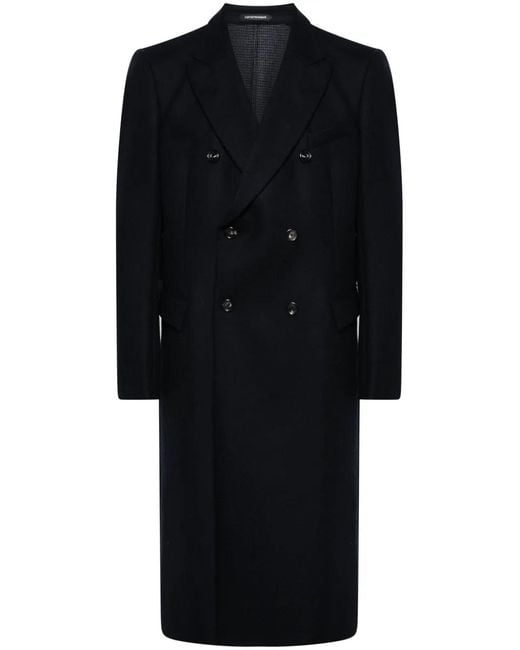 Emporio Armani Black Double-Breasted Coat for men