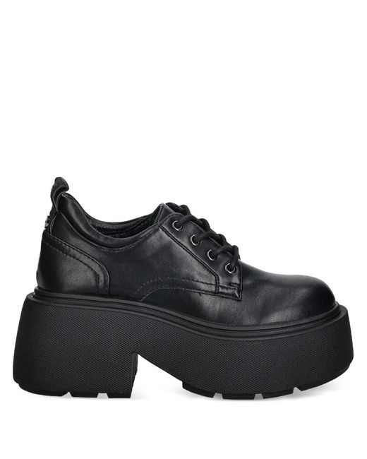 Buffalo Black 90Mm Vicious Platform Lace-Up Loafers