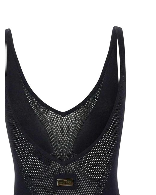 Elisabetta Franchi Black Openwork Knit Bodysuit