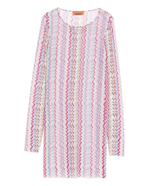 Missoni Pink Chevron-Pattern Mini Dress