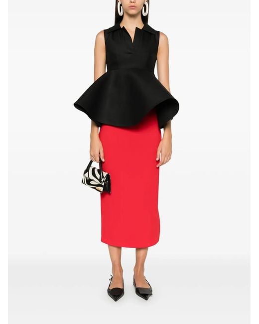Jacquemus Black Peplum Wool-Silk Sleeveless Top