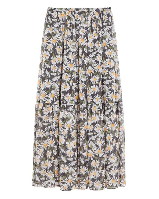 Weekend by Maxmara White Artello Floral Print Tiered Skirt
