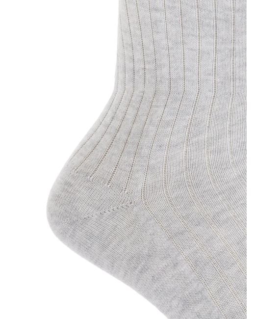 Eleventy White Chaussettes En Maille Nervurée for men