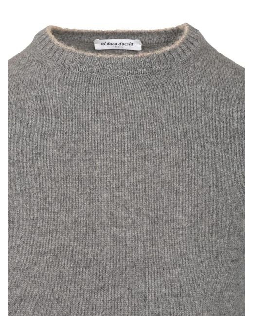 Al Duca D'aosta Gray Ribbed-Trim Jumper for men